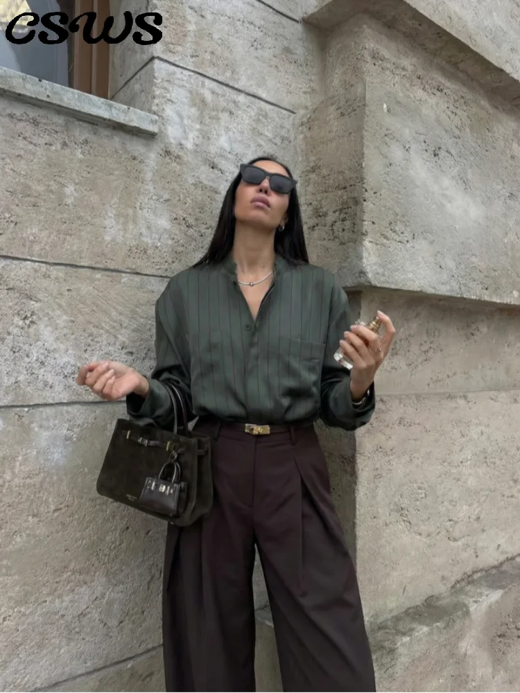 

Elegant Striped Women Shirt Casual O-neck Single Breasted Long Sleeve Female Blouse 2026 Spring Summer Elegant Lady Tops