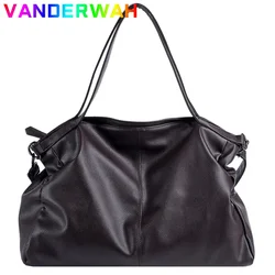 Big Black Shoulder Bags for Women Large Hobo Shopper Sac Solid Color Quality Soft Leather Crossbody Handbag Lady Travel Tote Bag