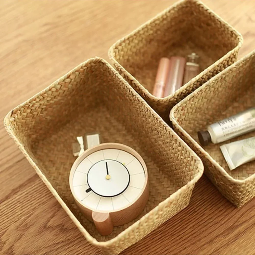 Handmade Baskets Home Basket Decor Rattan Container Box Straw Seagrass Picnic Cosmetic Fruit Storage Woven