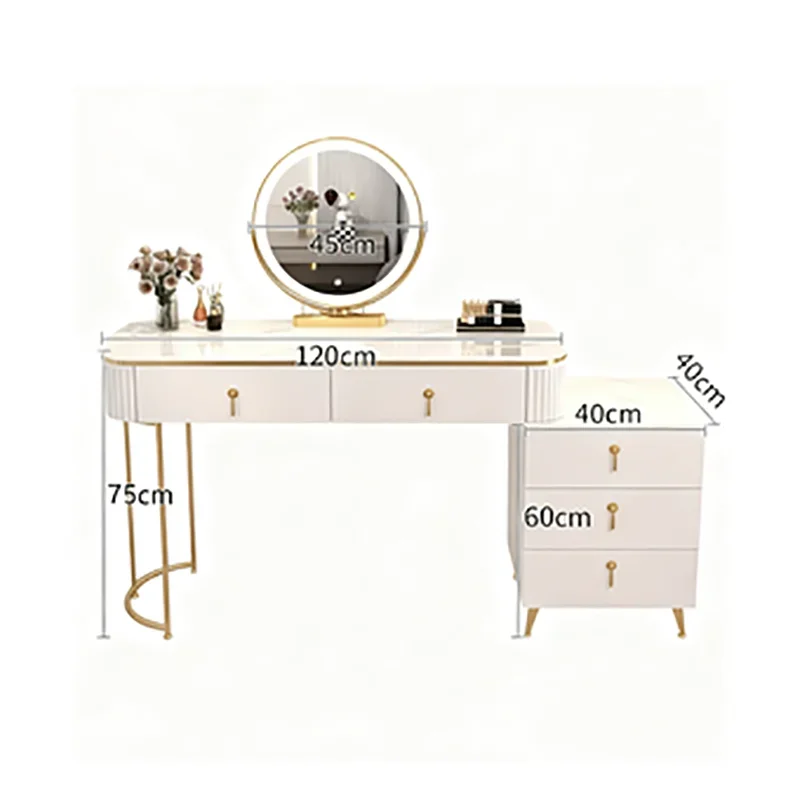 Italian Modern Vanity Table Classic Premium Minimalist Aesthetic Vanity Table Textured Beauty Meuble De Chambre Furniture