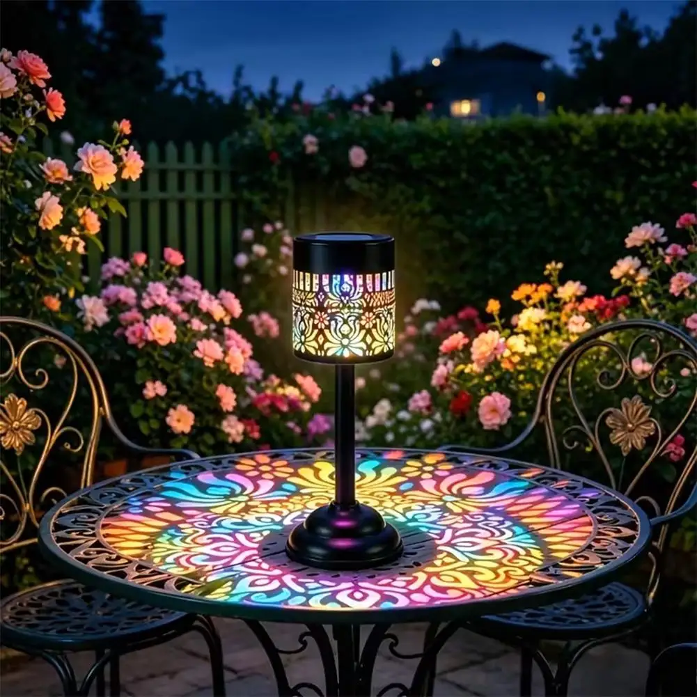 This Large LED Mandala Solar Outdoor Light Comes With a Portable Solar Stand and Emits a Gradient Light Effect.