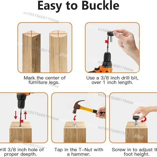 Adjustable furniture leveler, leveling feet, with rubber pads