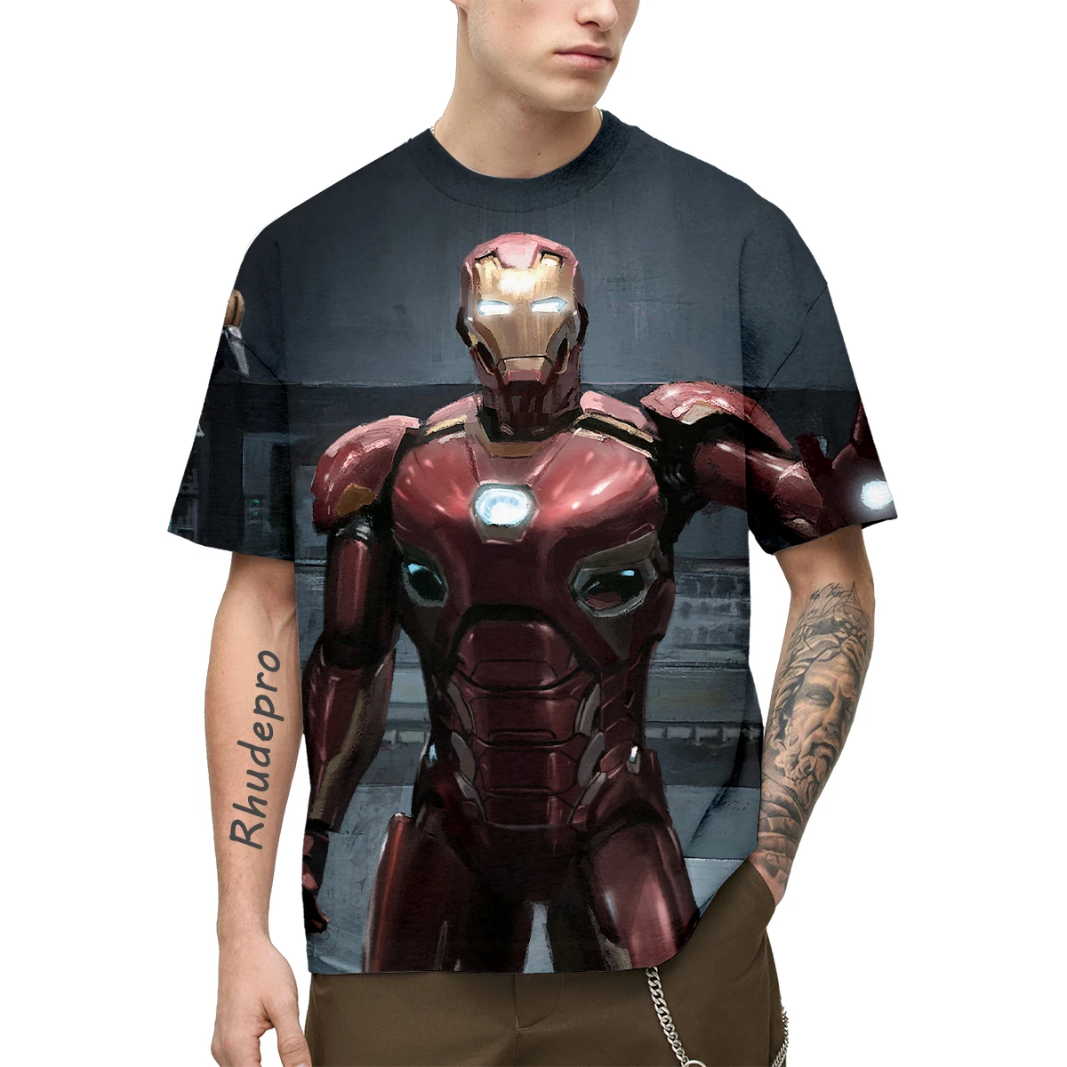 Miniso 2024 Iron Man Avengers T Shirt For Men Summer 3D Print Casual Women's T-shirts Short Sleeve Harajuku Boy Girl Kids Tops