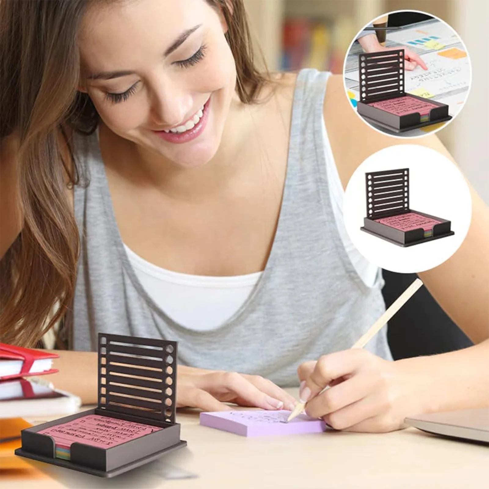 Self-Stick Notepad Holder Convenient Dock Design Easy to Store Template for Leaving Notes on Doors Monitors