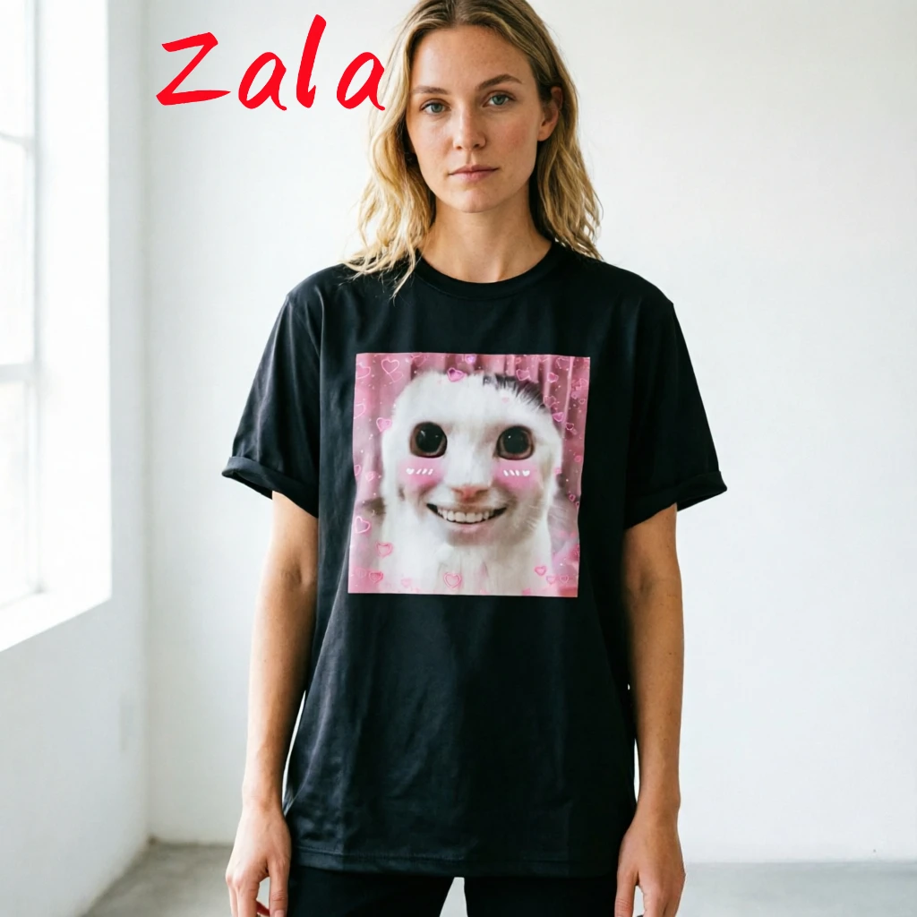 Goofy Ahh Cat Printed Women's T-shirt Dank Cursed Weirdcore T-Shirts Men Women I Got Too Silly Tshirt Huh Cat Memebn Crying Cat