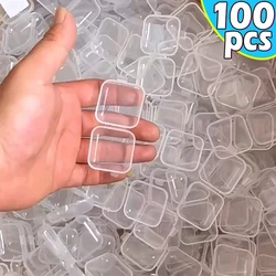 1-100pcs Mini scatola di immagazzinaggio custodia di plastica quadrata trasparente per anello orecchino imballaggio di gioielli organizzatore di immagazzinaggio della spesa portatile