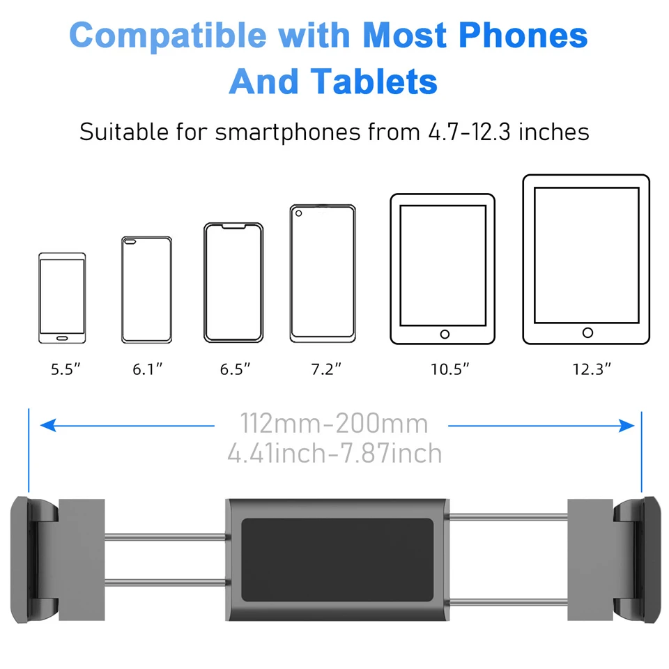 HKGK Foldable Car Back Seat Headrest Tablet Phone Car Holder Stand With USB Charger Support For Xiaomi iPhone iPad Car Mount