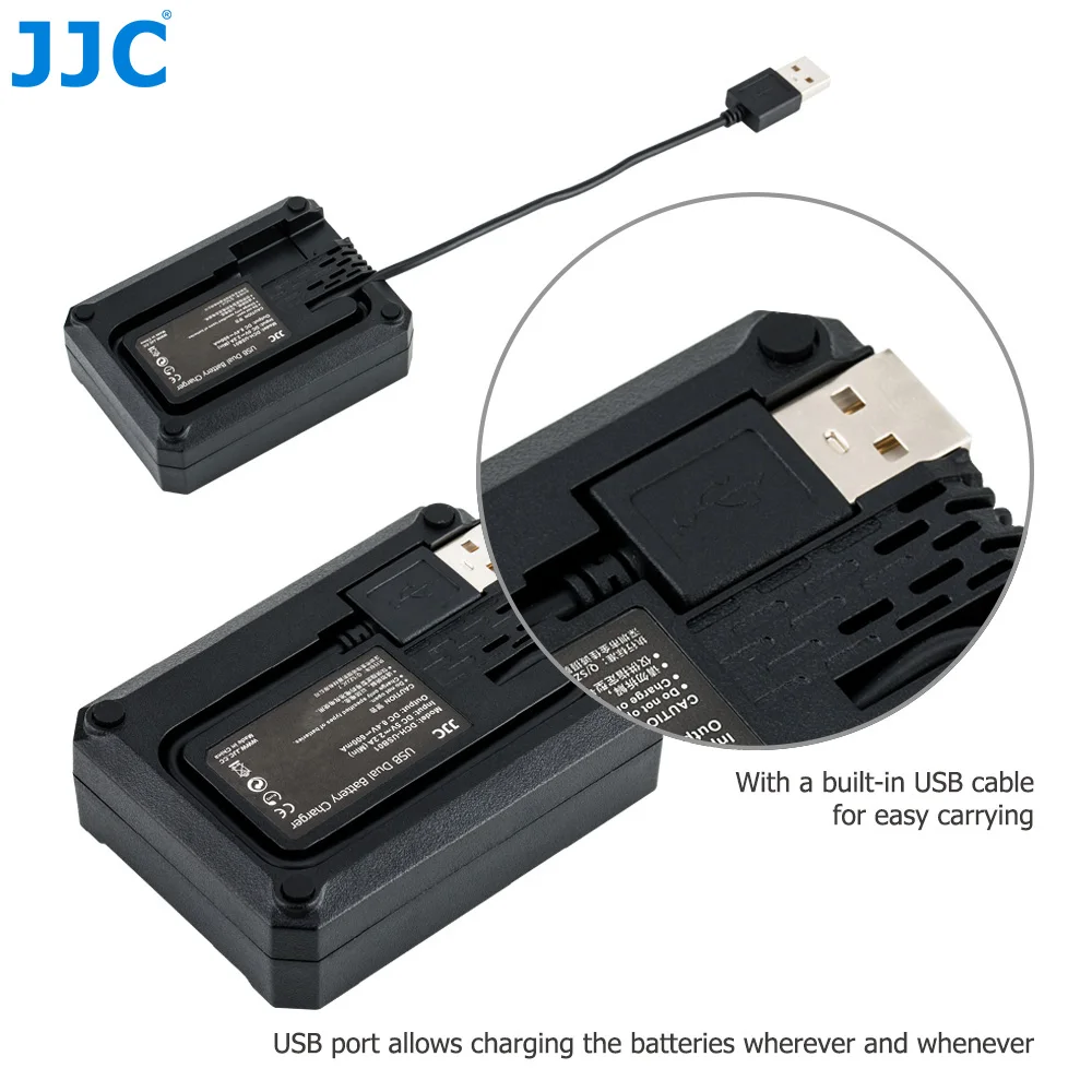 JJC USB Camera Battery Charger Fit NP-W126/126S Batteries for Fujifilm XS10 XE4 XE3 XE2 XT3 XT2 XT30II XT30 XT20 X100V X100VI