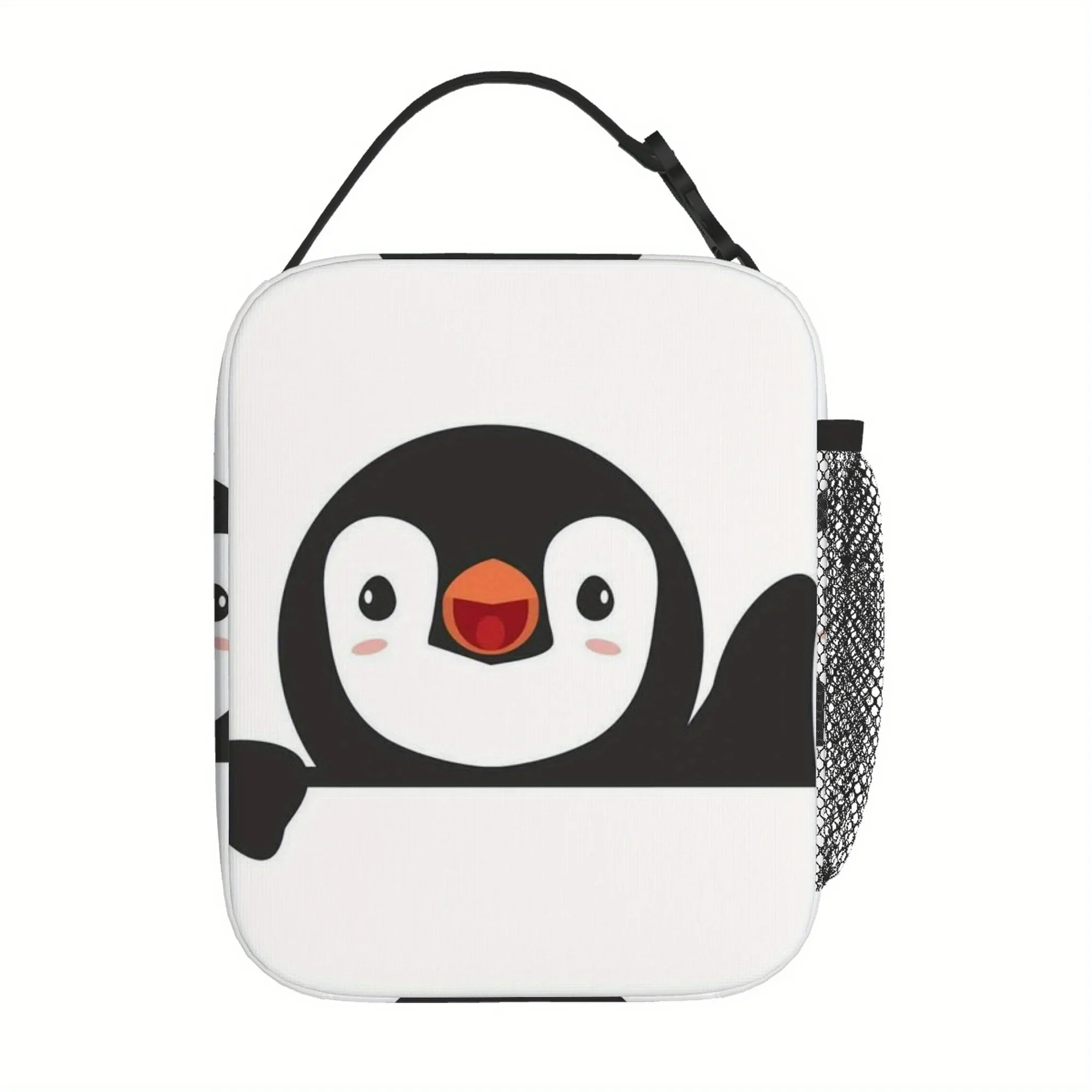 1pc, Cute Penguin Peeking Over Edge Printed Thermal Bag Insulation Lunch Tote for Food Storage - Unisex Portable Reusable Cooler