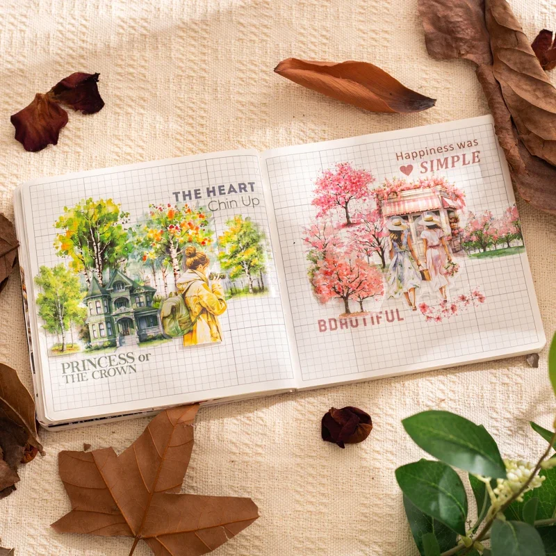 60mm * 2m PET forest tree tape DIY scrapbook decoration album collage magazine material planning aesthetic tape image 2