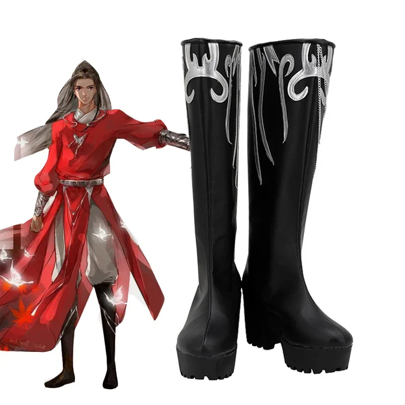 Anime Tian Guan Ci Fu cosplay costume Fei Lian shoes Halloween props Frankie Lian Cheng white black high heels shoes boots