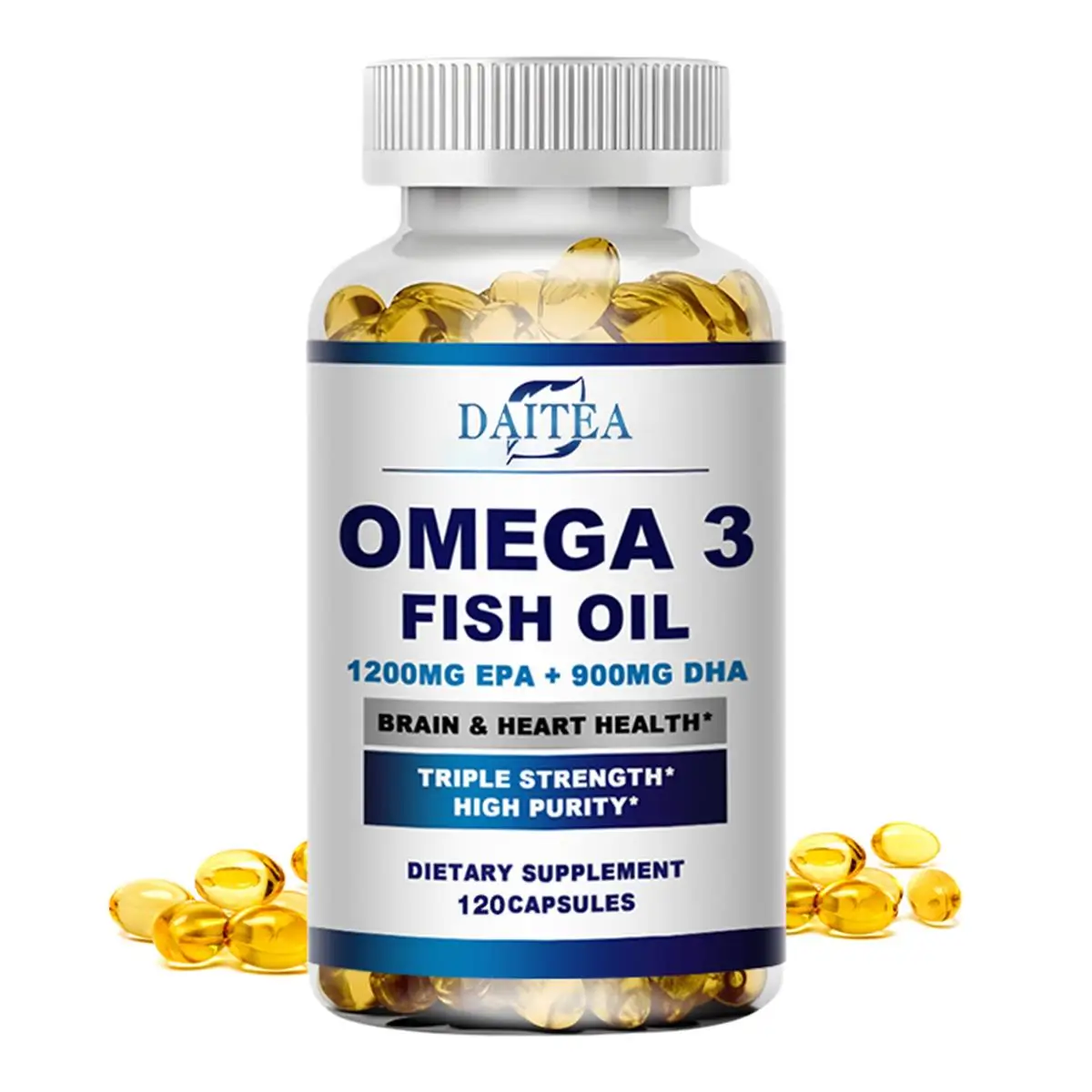 

Premium Omega 3 Fish Oil 4080 mg with DHA & EPA for Brain & Cardiovascular Health - Brain Booster, 120 Capsules