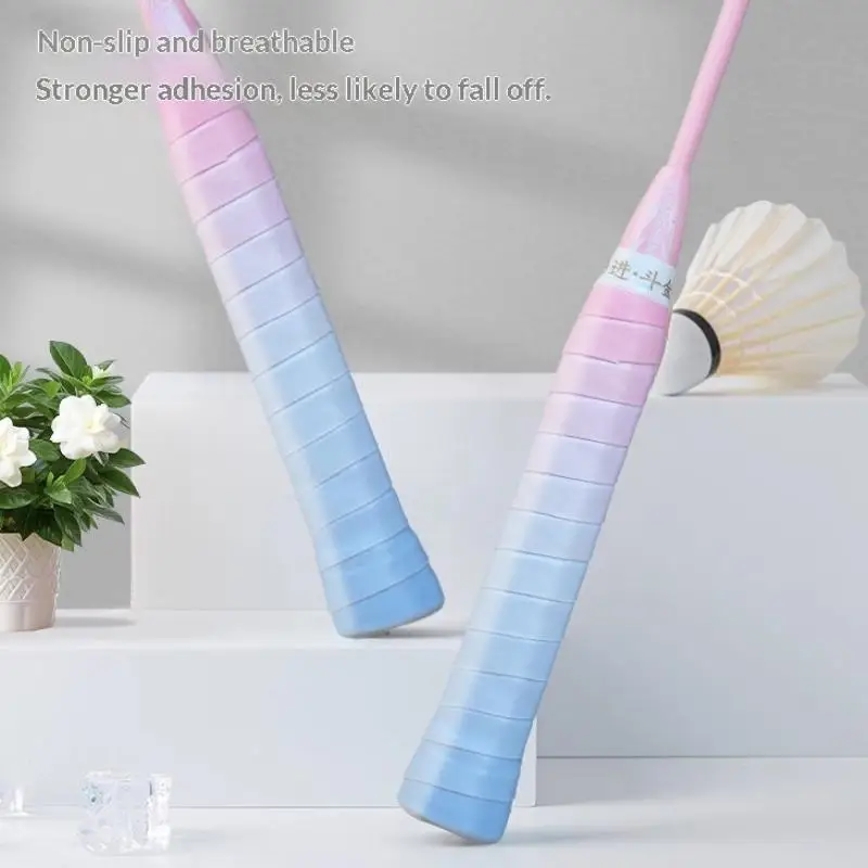 

New Gradient Color Badminton Racket Grip Tape Anti Slip Sweat Absorbent Comfortable Feel For Outdoor Badminton Enthusiasts