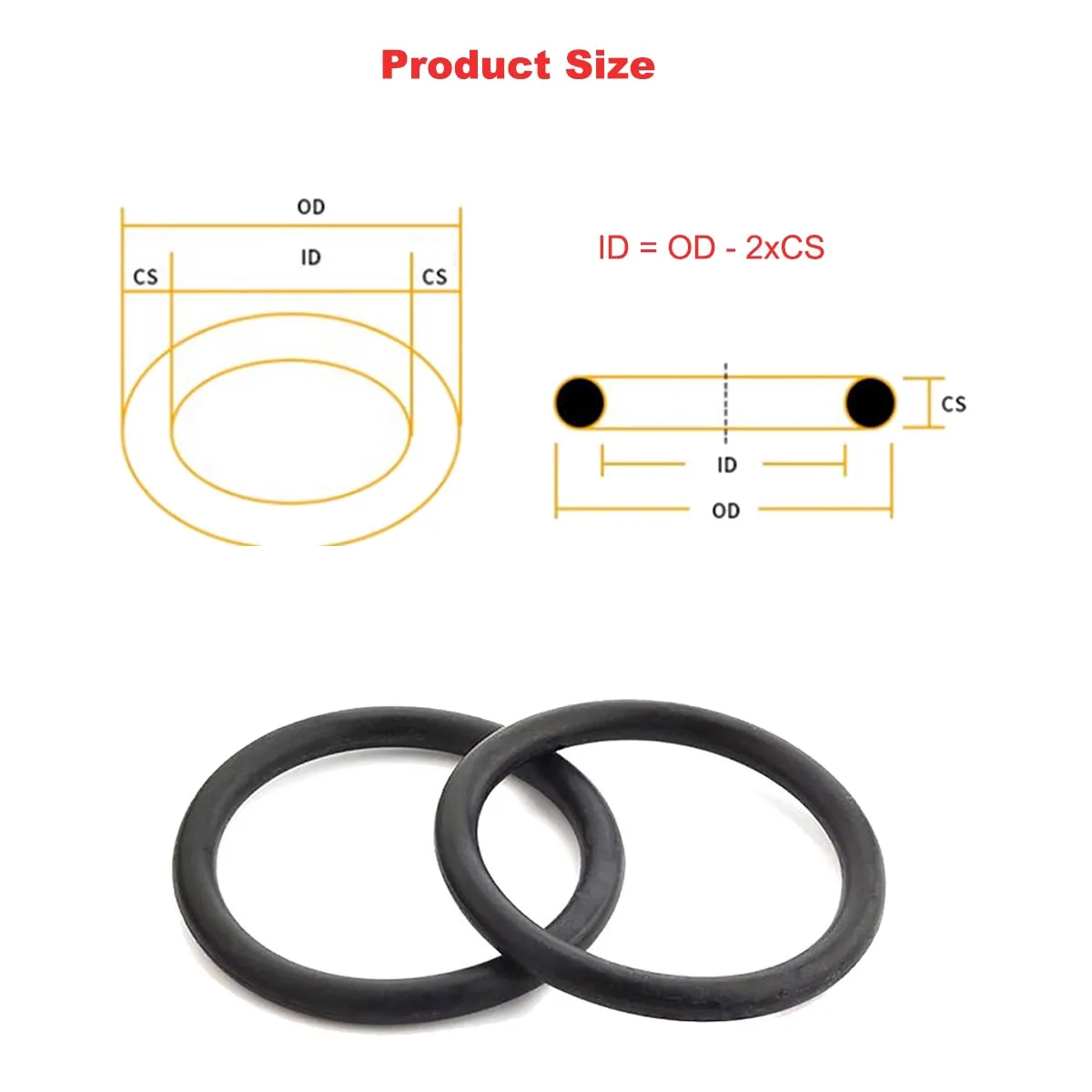 2/5pcs Black Rubber O-Ring CS 6mm OD 17~120mm NBR Nitrile Gasket Washer Oil Seal Sealing O Ring Elastic Band Automobile Sealing