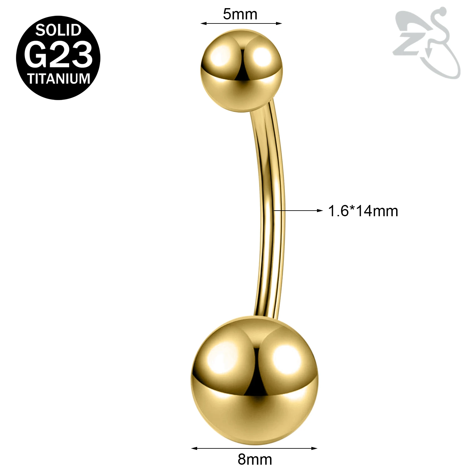 Women's G23 Titanium Belly Button Ring with CZ Crystal