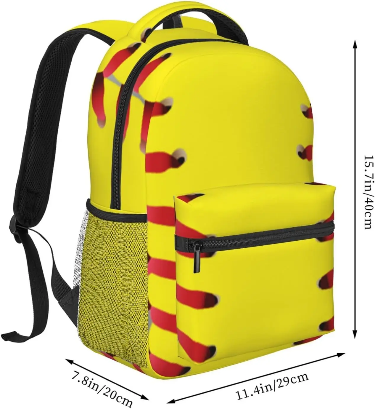 Backpack Straps Durable Daypack Fashion Rucksack for Sports Outdoors Running Travel Casual Red Lines Yellow Softball Backpacks