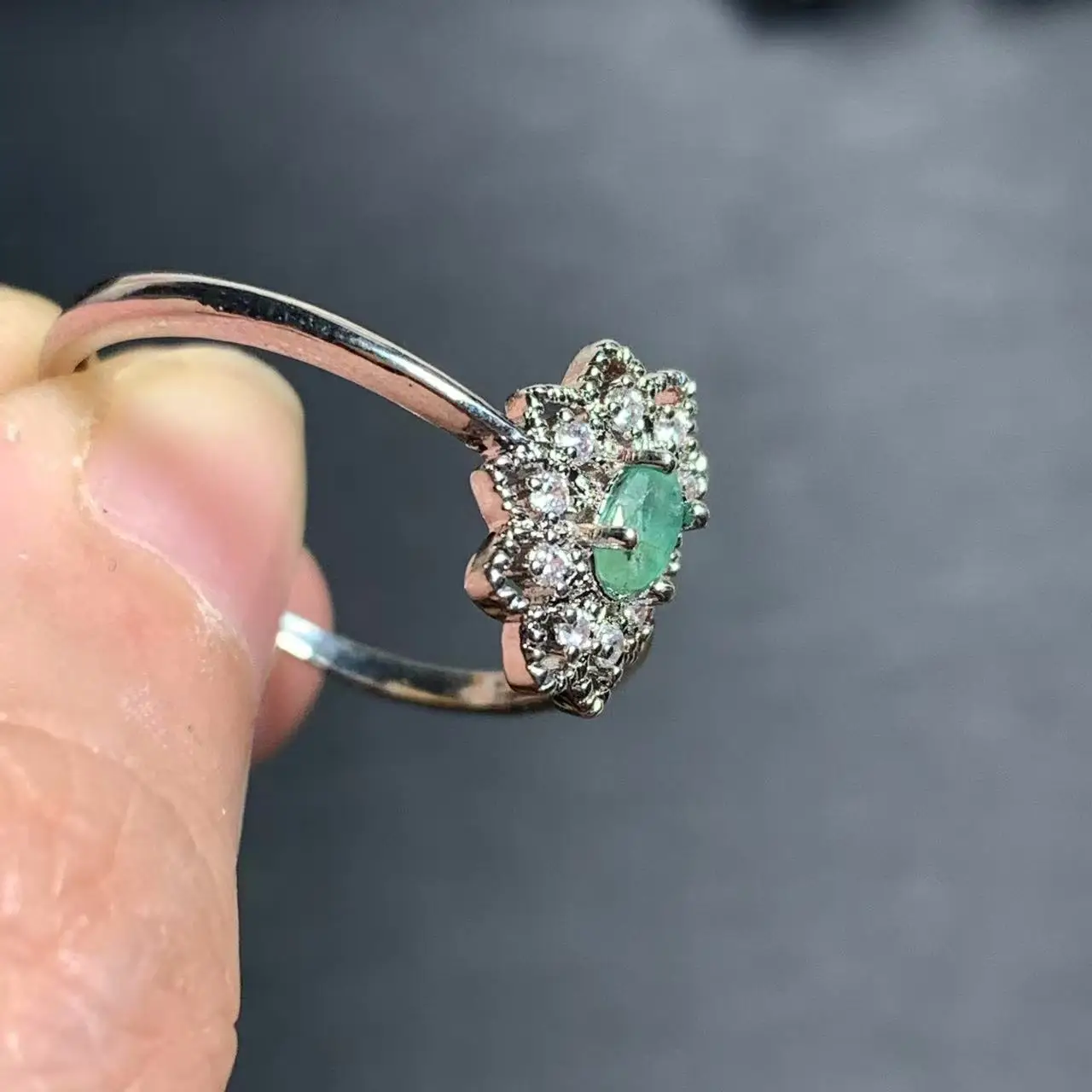 خاتم الزمرد الطبيعي قابل للتعديل خاتم كلاسيكي أنثى للنساء هدية بالجملة جودة عالية خمر غرامة #4