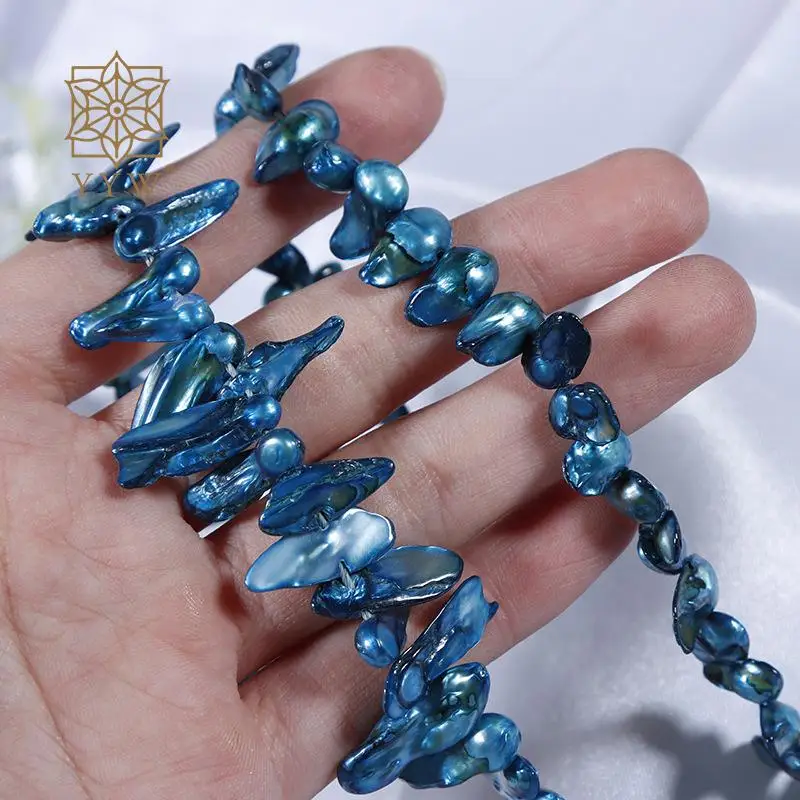 Peacock Blue Cultured Baroque Freshwater Pearl Beads 6-8mm Irregular Stone For Jewelry Making Diy Necklace Bracelet Accessory