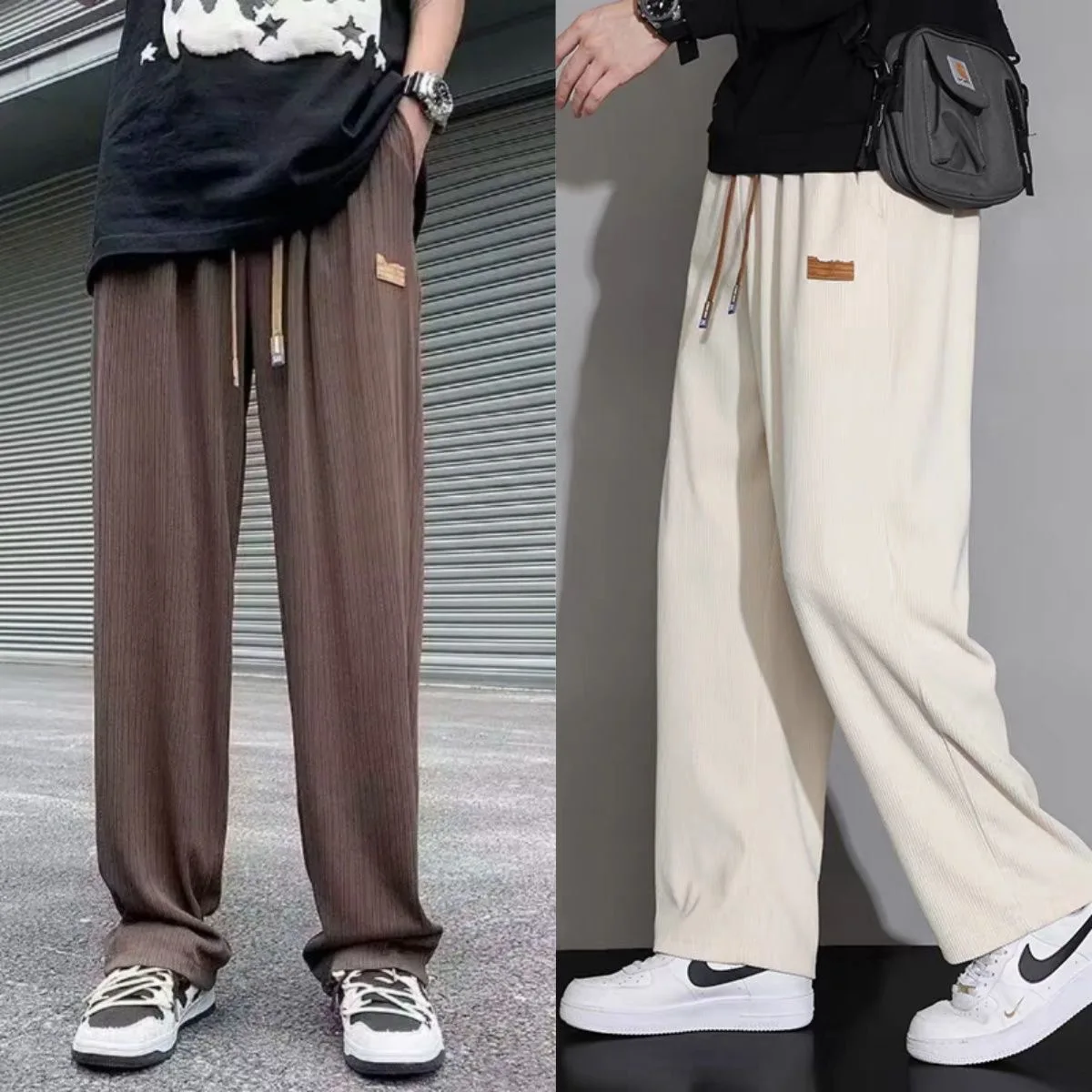 

Модные мужские свободные прямые брюки Qui Dry, летние тонкие повседневные длинные брюки, удобные дышащие легкие брюки из полиэфирного волокна