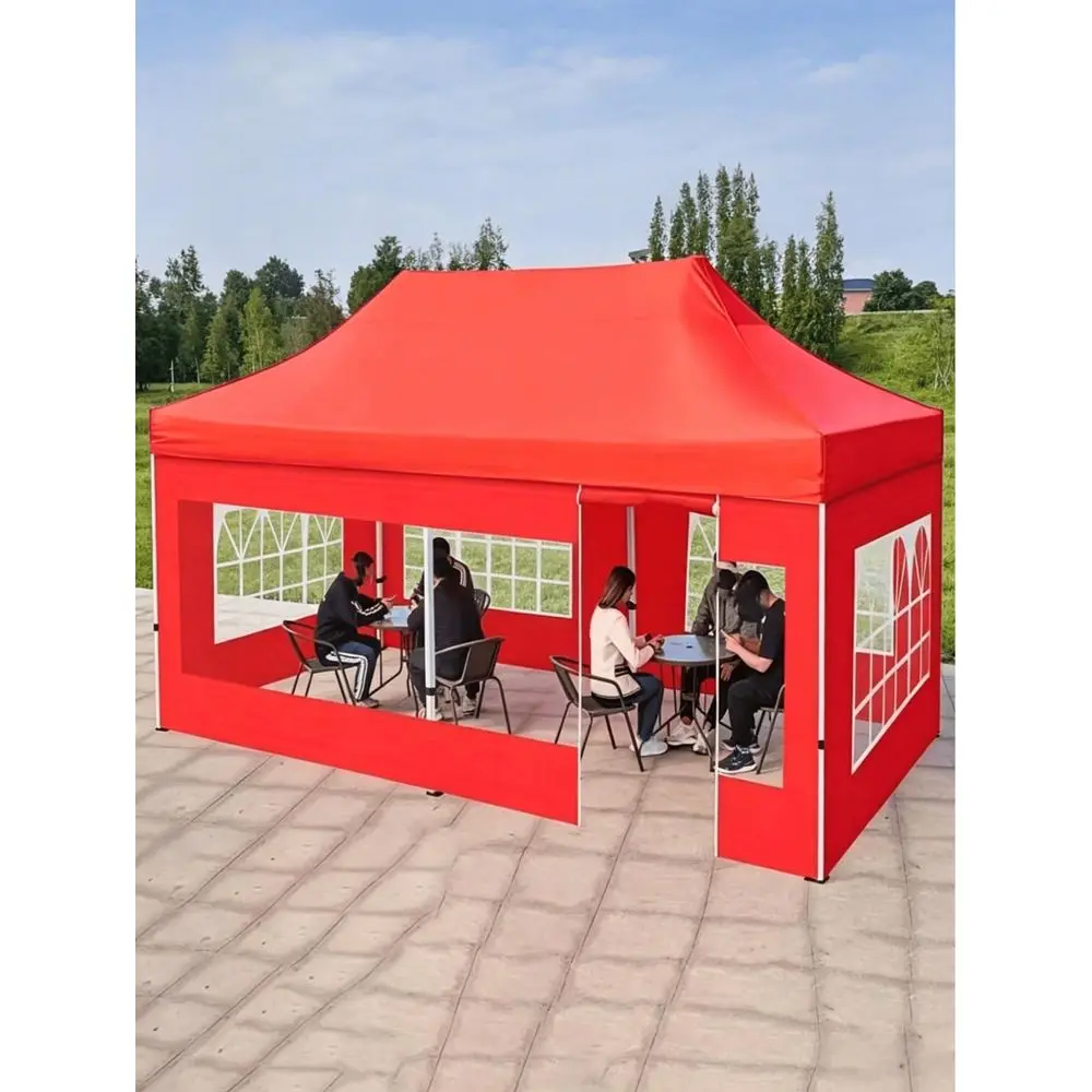 6.6x10ft Windproof Sun Shade Canopy Tent, Includes 1pc Side Wall Cloth, Made Of Thickened Waterproof Oxford Fabric, UPF 50 Sun