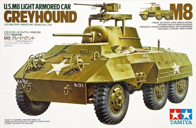 Tamiya 35228 1/35 Scale Military Model Kit U.S M8 Light Armored Car Greyhound