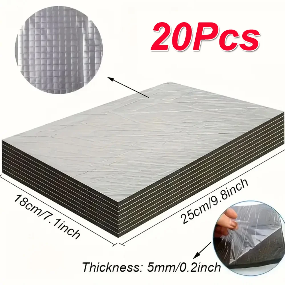 20PCS Value Pack Car Soundproof Insulation Mat for Vehicles Heat Shield Self Adhesive Noise Deadening Pad for Door Roof Engine