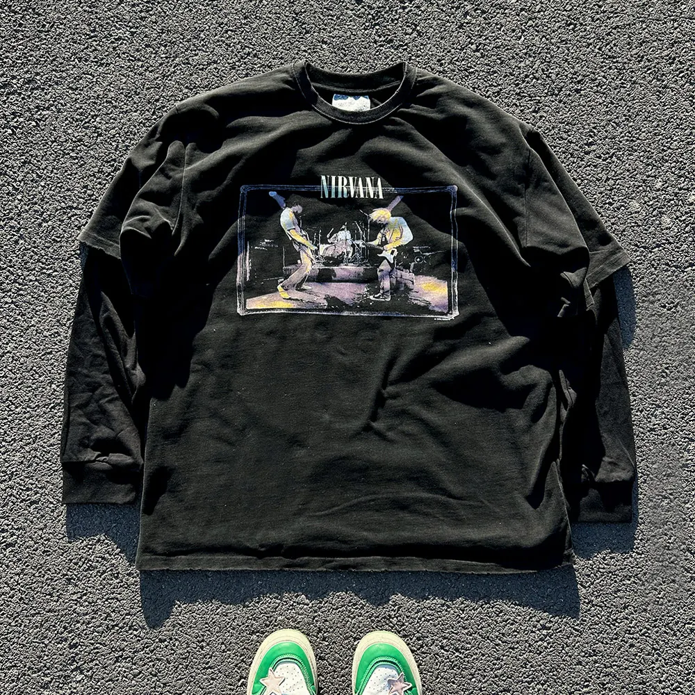 True Two-Piece Longsve T-Shirt Direct Spray Quality from Wang Studio for  Band Fans Fashionable Casual Wear