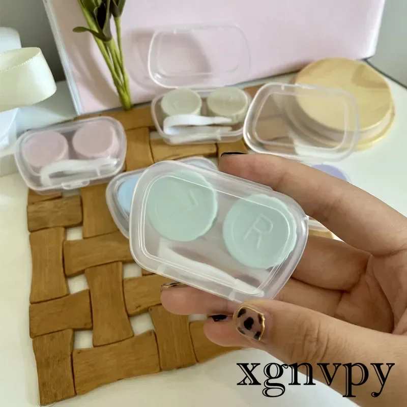 Xgnvpy-Lentes de contato transparentes para mulheres, pinças, lentes portáteis, rosa, suporte elegante, óculos Acessórios Kit