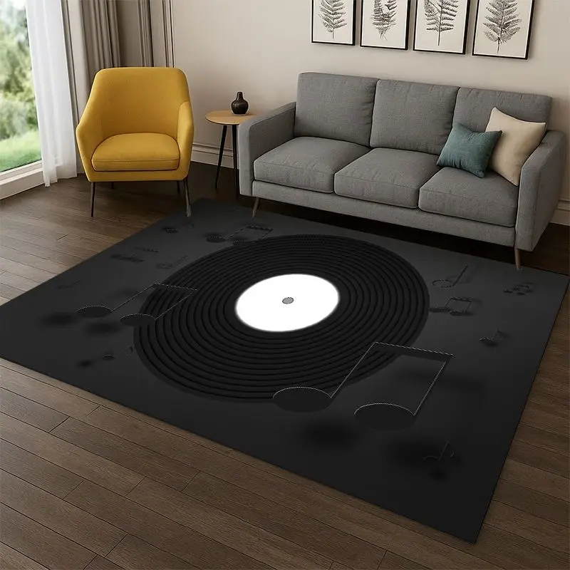 Retro Vinyl Record Music DJ Tape Carpet Rug for Bedroom Living Room Sofa Playroom Doormat Home Decor,Kid Game Area Rug Non-slip