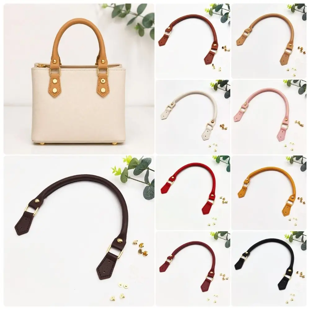 1pair Soft DIY Leather Handle Detachable Gold Snap Replacement Bag Strap Rivet Design DIY Craft Handbag Bag Top Handle Bag
