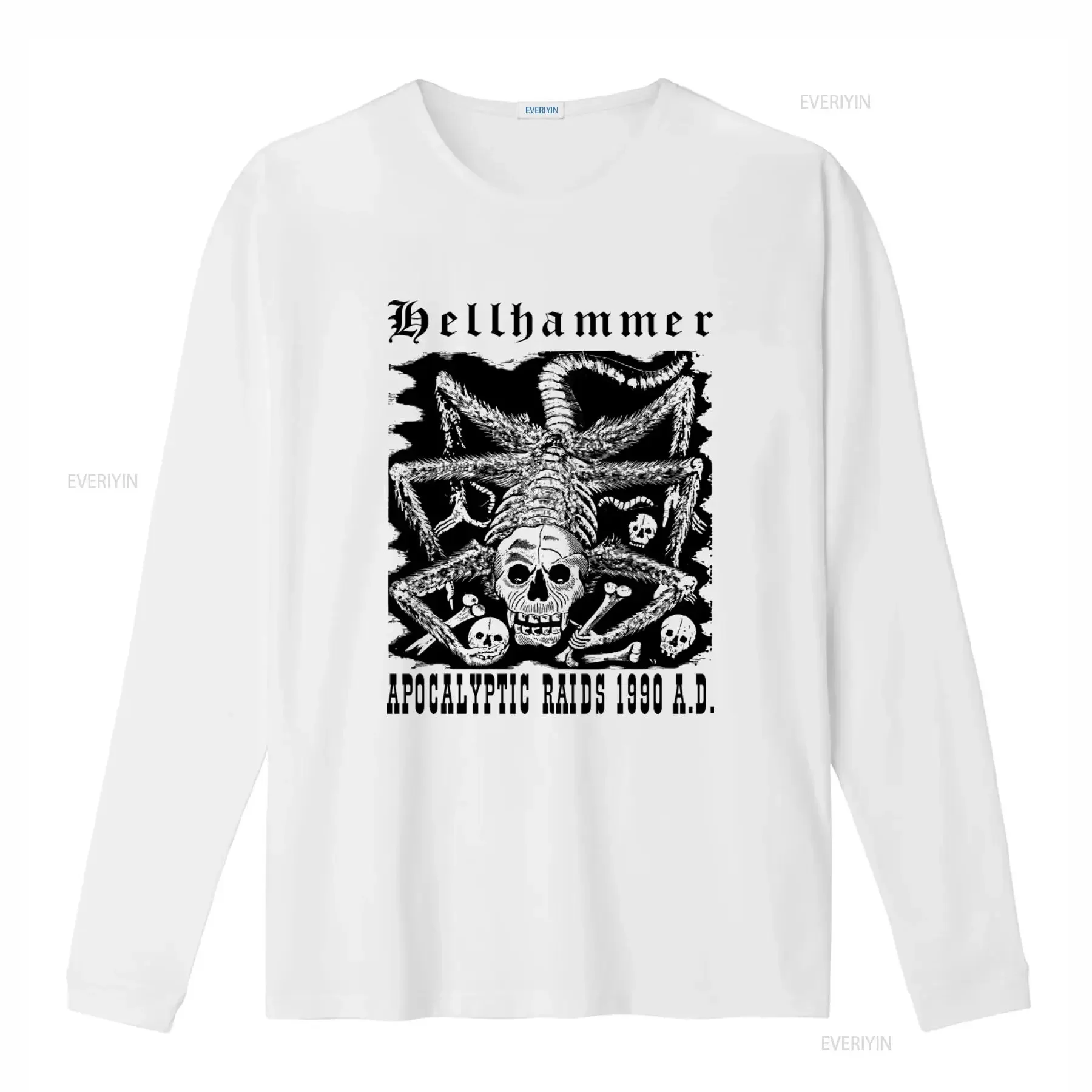 Hellhammer Apocalyptic Raids 1990 A D Skull Skeleton T Shirt for  vintage Washed streetwear Casual Slightly Comfortable Unisex