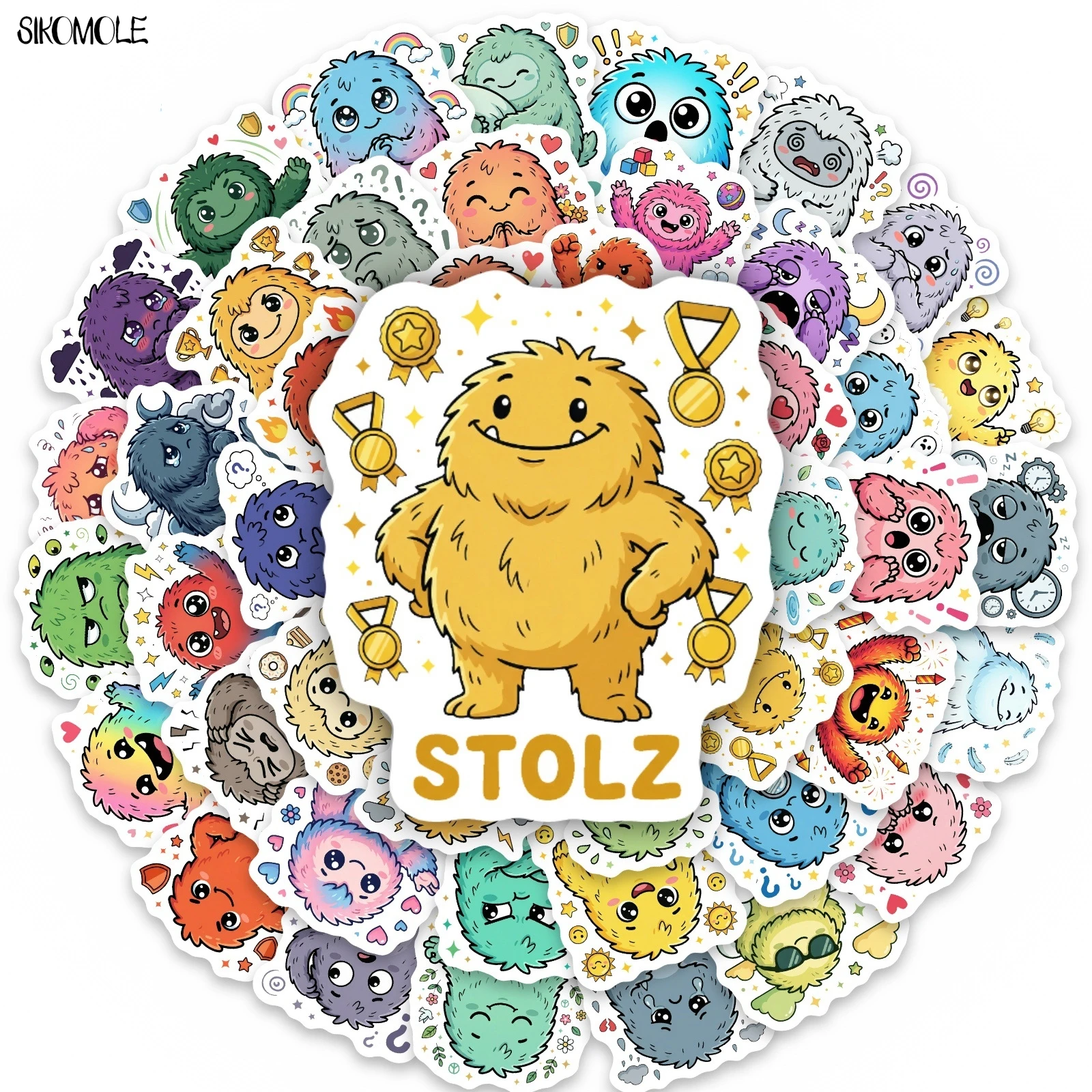 

10/30/50PCS Cute Cartoon Plush Monster Emotion Recognition Stickers Book DIY Skateboard Toys Luggage Decoration Graffiti Sticker