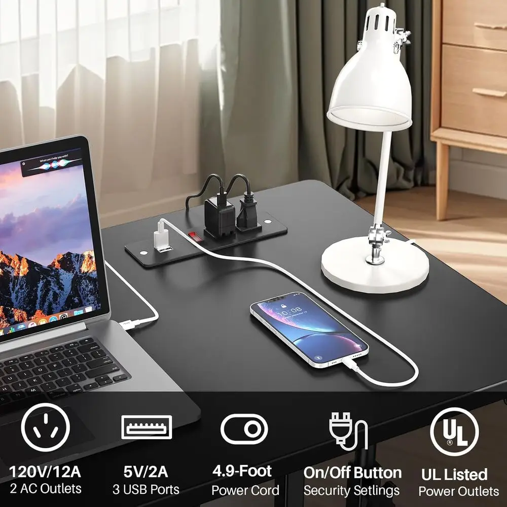 مكتب قائم مريح قابل للتعديل مع منافذ طاقة، مكتب كمبيوتر محمول مدمج مع مساحة تخزين، محطة عمل محمولة 31.5 (أسود)