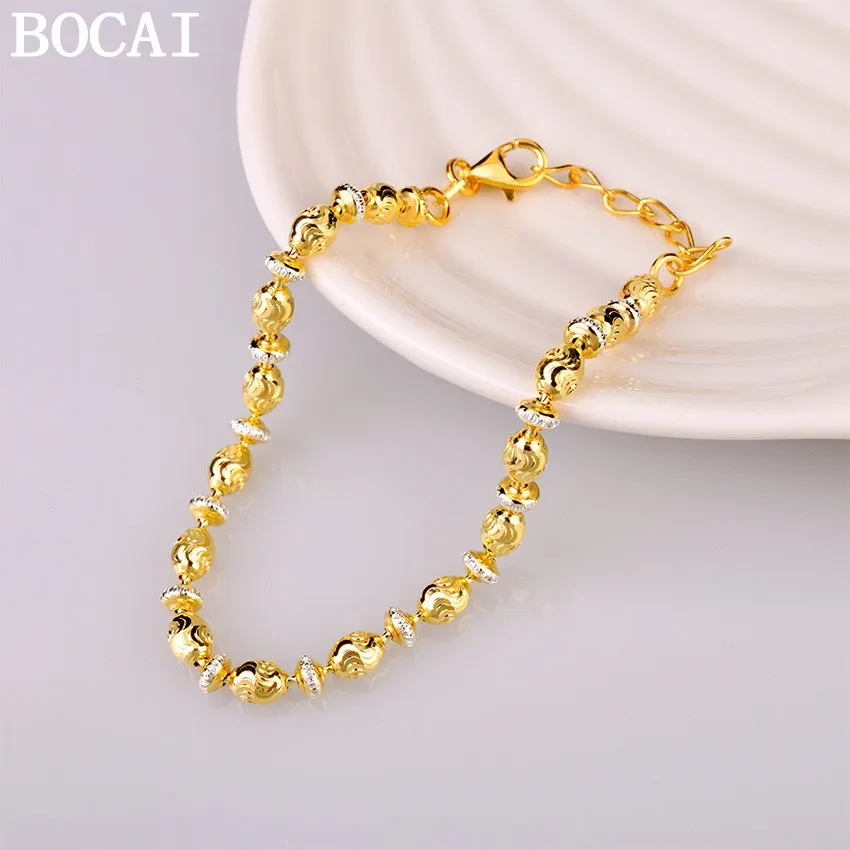 BOCAI New S925 Pure Silver Jewelry Fashion and Simplicity Intercolor Olive Bead Bracelet Women's Choice Gift