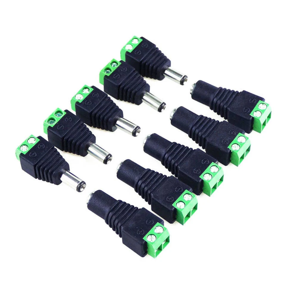 

12V Connector DC Male Female Power Plug 2.1*5.5mm Adapter Jacks Socket Connectors For Single Color LED Light CCTV Camera Router