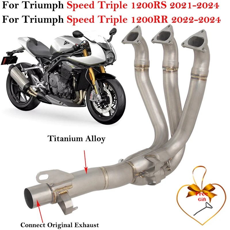 For Triumph Speed Triple 1200RS 2021 1200RR 2022 - 2024 Motorcycle Exhaust Escape Systems Titanium Alloy Front Link Pipe Muffler