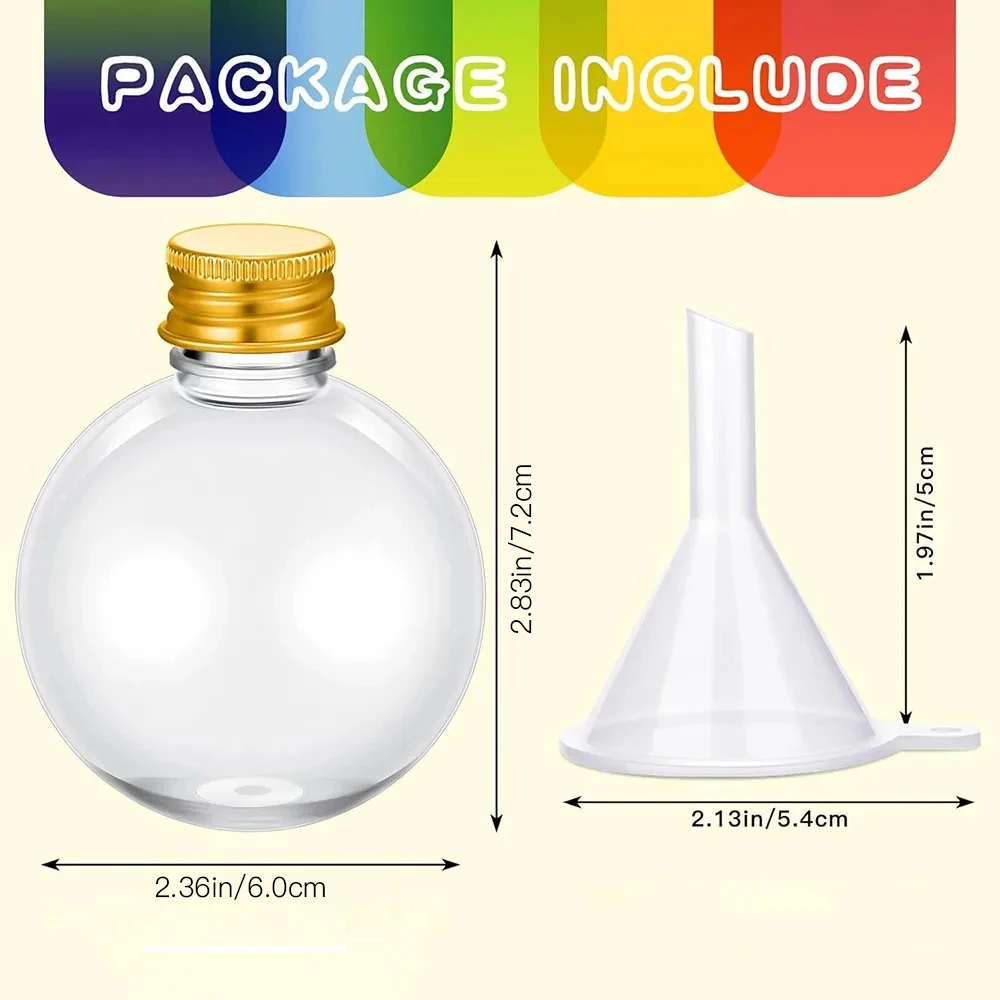 12/24 Pcs 3.4 oz Plastic Bottles, Ball Shape,Clear Sand Art BottlesMini Potion Bottles