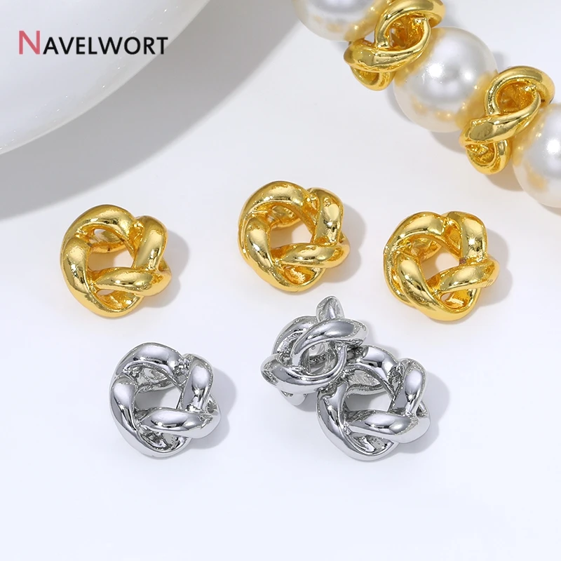 

18K Gold Plated Brass 8.2*8.4mm Separator Beads Twisted Circle Spacer Beads,For DIY Bracelet Necklace Jewelry Making Supplies