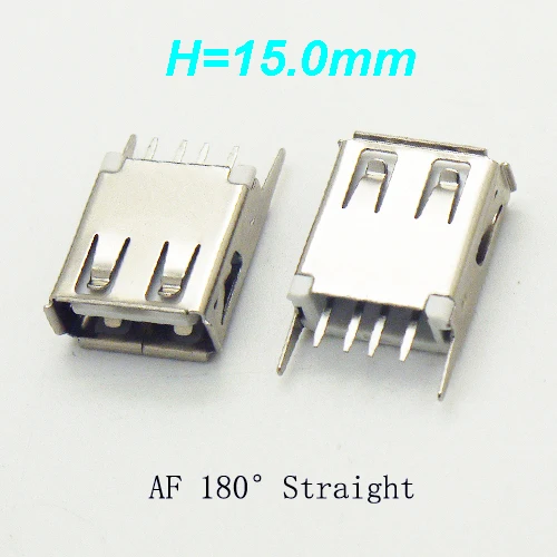 10PCS USB 2.0 Jack L=13/13.7/15/17.5/19.5/20.5/22.5/24.5mm A Type USB 2.0 Connector Female Socket Straight Feet 180degree DIP