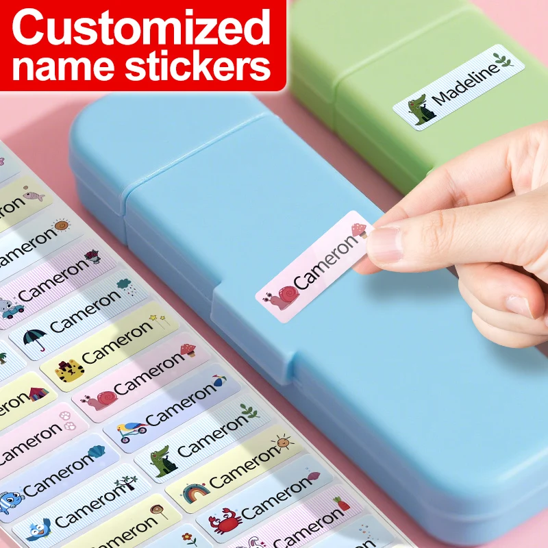 ‌Kids Custom Name Stickers for School Supplies - Waterproof Labels, Sports Bottles & Lunch Box Tags, DIY Crafts Gift