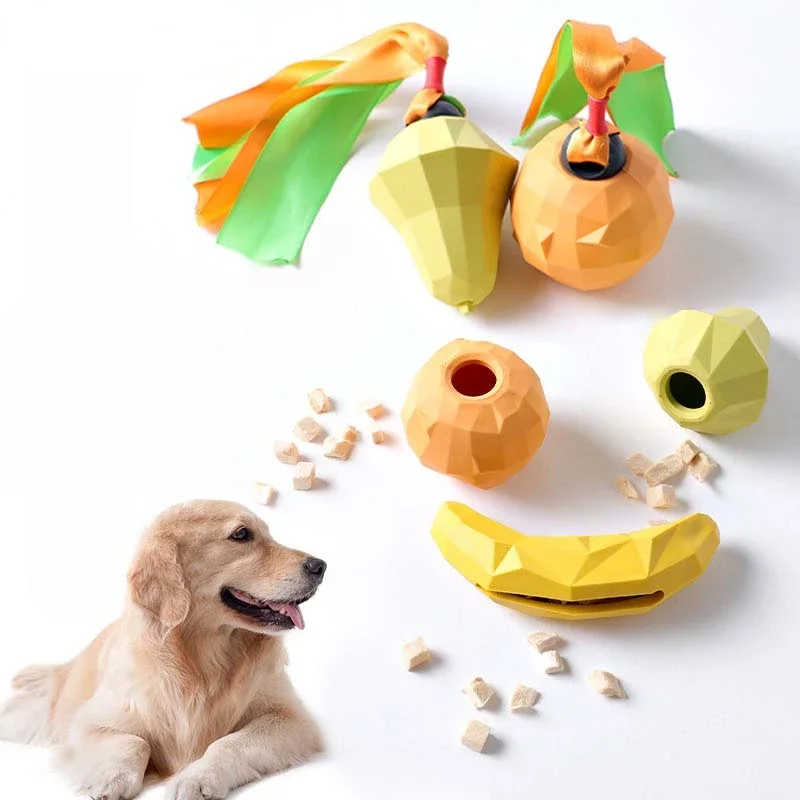 Pet Dog Toys Fruit Shape Squeaking Rubber Leaking Food Toys Bite Resistant Interactive Training Toys for Small Dogs Accessories