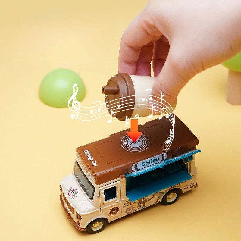 Coche de comida rápida extraíble versión Q 1:36, modelo de coche de aleación, hamburguesa, inducción magnética, novedad, juguete con sonido y luz, regalo para niños