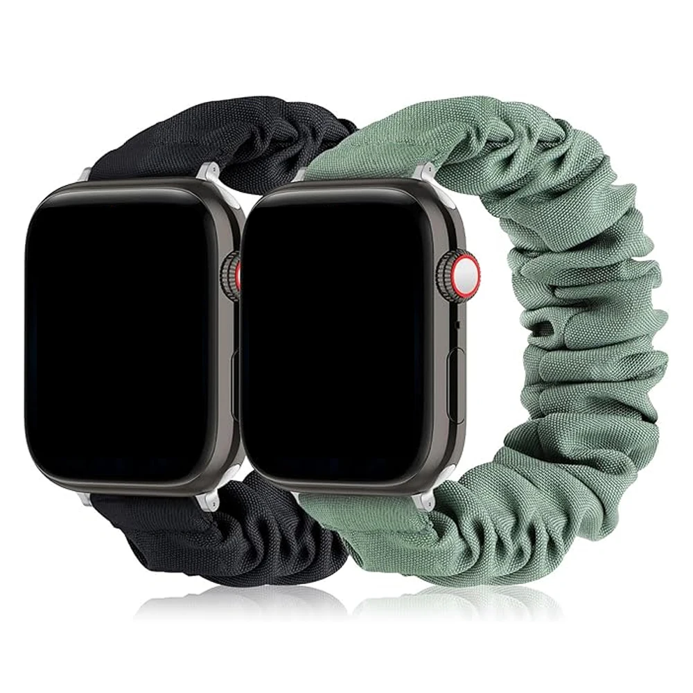 Scrunchie-Armband für Apple Watch Band 44 mm 40 mm 42 mm 41 mm 38 mm 45 mm 49 mm Ultra-Nylon-Solo-Loop-Armband iWatch Damen 8 7 6 5 4 SE – Detail 4