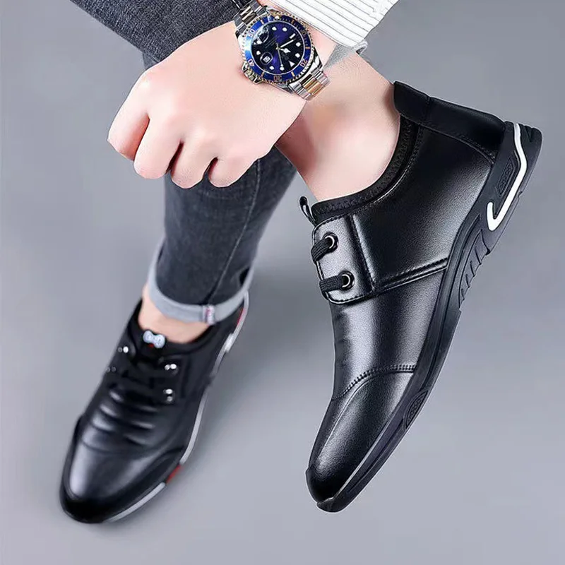 Men's Breathable Leather Shoes Spring 2026 Casual Chef Style Waterproof Anti-slip Wear-resistant All-match Business Shoes