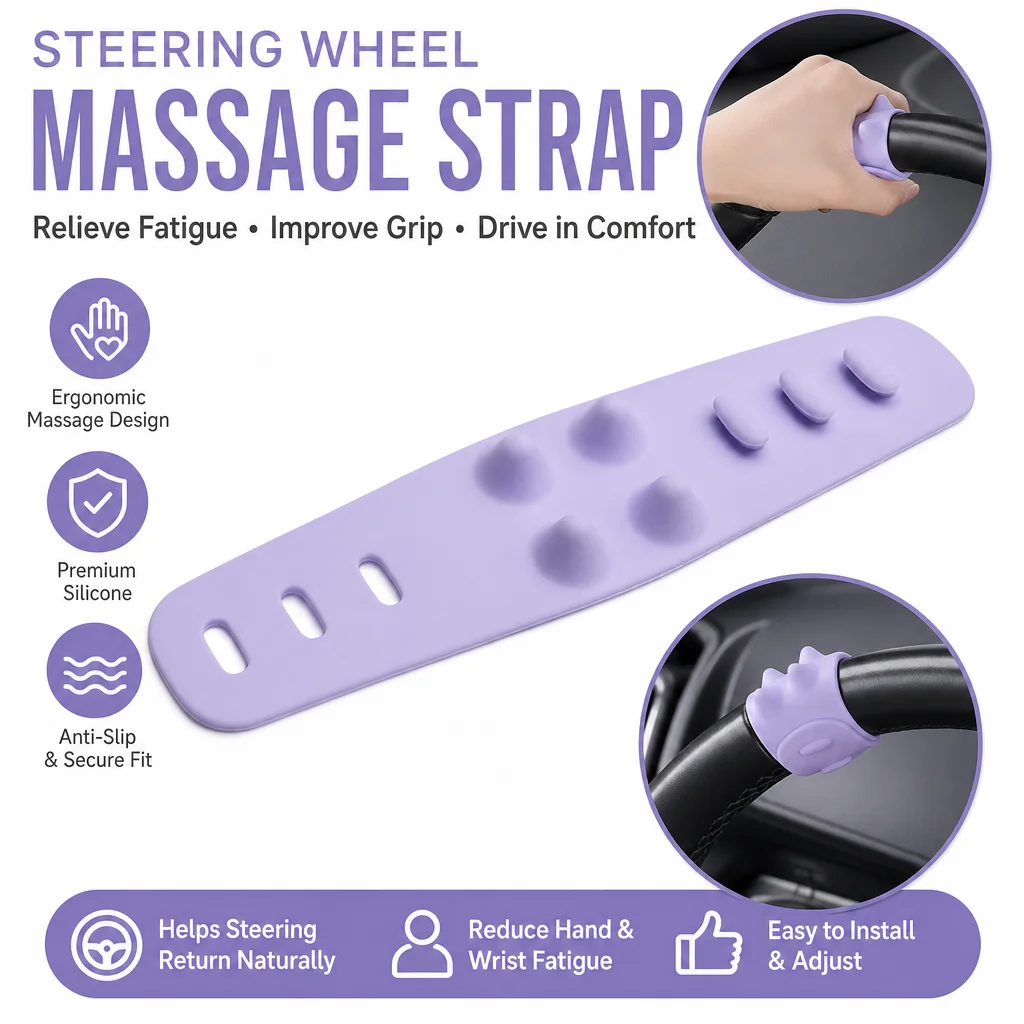 1/2PCS Universal Car Steering Wheel Position Marker Anti Slip Palm Relief Grip Strip Positioner Massage Strap Auto Accessories