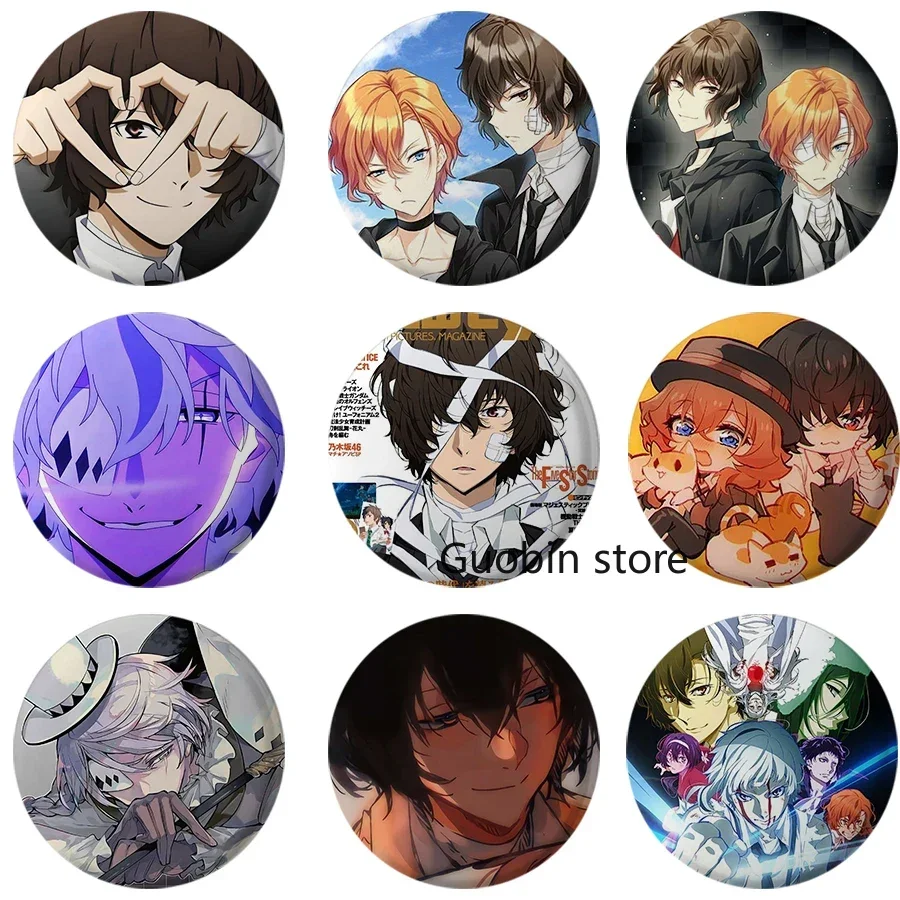 Handmade  Lapel Pins Bungo Stray Dogs Brooches Manga Figure Cosplay Badge DIY Backpack Clothes Jewelry Accessory Button Pin