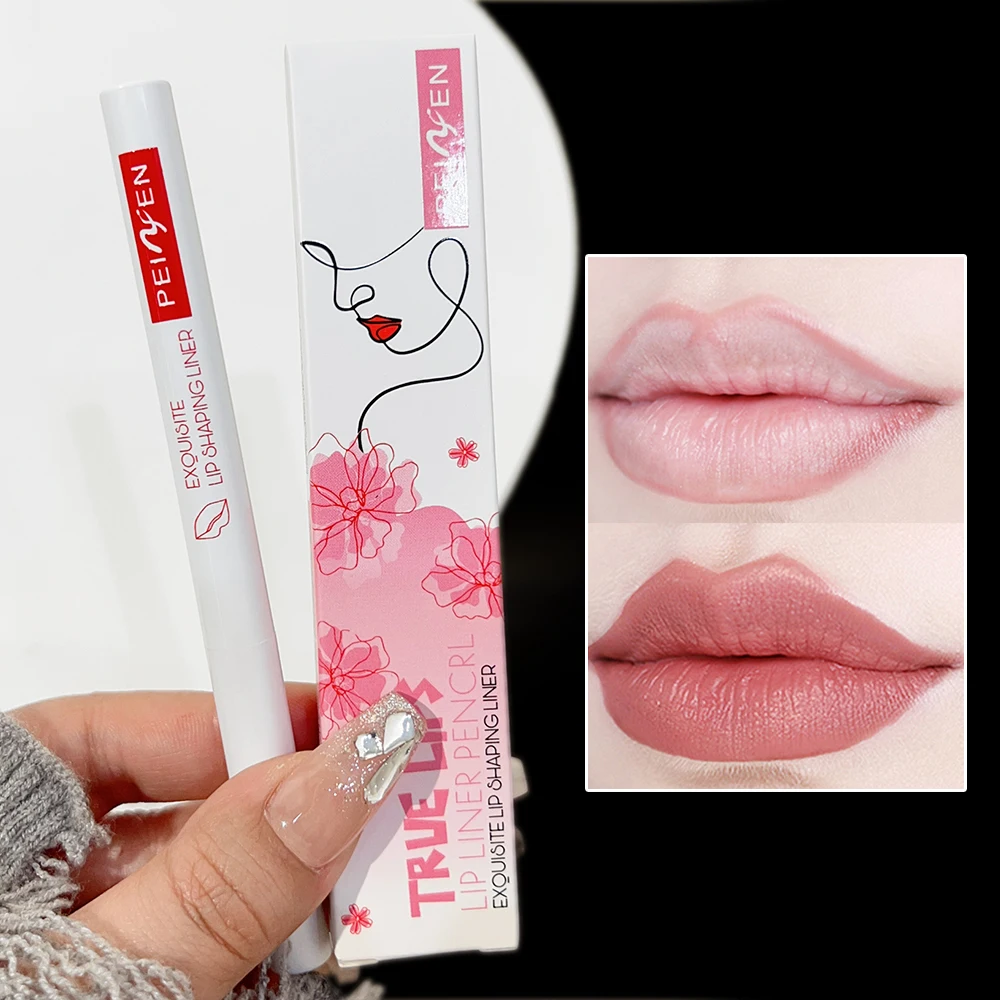 Outline 3D ริมฝีปาก Matte Lip Liner ดินสอเซ็กซี่สีชมพูสีม่วง Contour ลิปสติกปากกากันน้ํา Non-stick Cup Lipliner แต่งหน้าเครื่องสําอาง