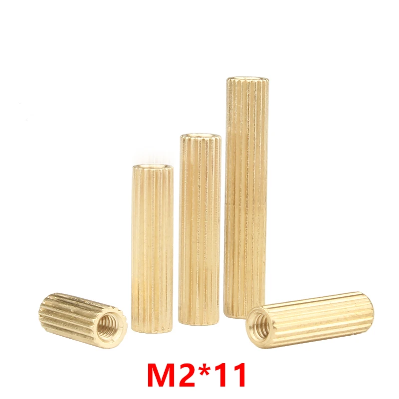 300pcs M2*11 Knurled Brass Standoff Spacer Double-pass standoff Column Pillars M2 Female x M2 Female 11mm