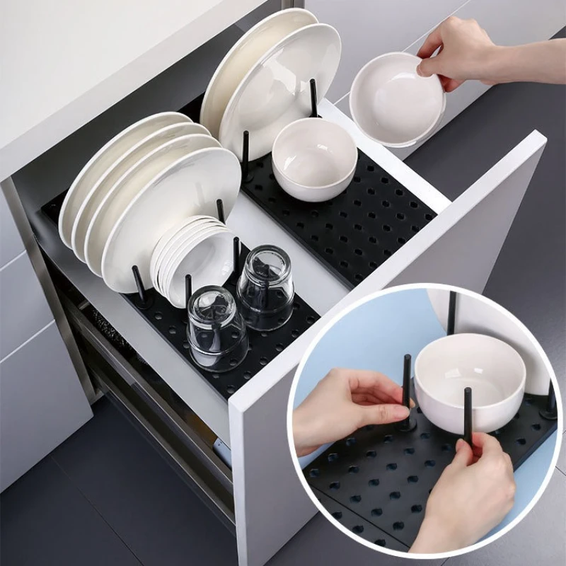 Küche Regal Organizer Teleskop Teller Teller Trocknen Rack Schüssel Topf Deckel Lagerung Halter Einstellbare Küche Gericht Trocknen Rack