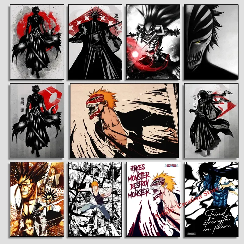 Bleach Anime Canvas Poster - Ichigo Kurosaki Wall Art Print for Bedroom & Game Room Decor